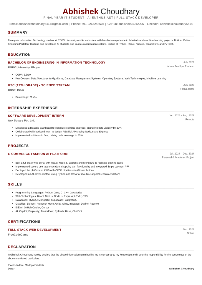 Leadership Resume